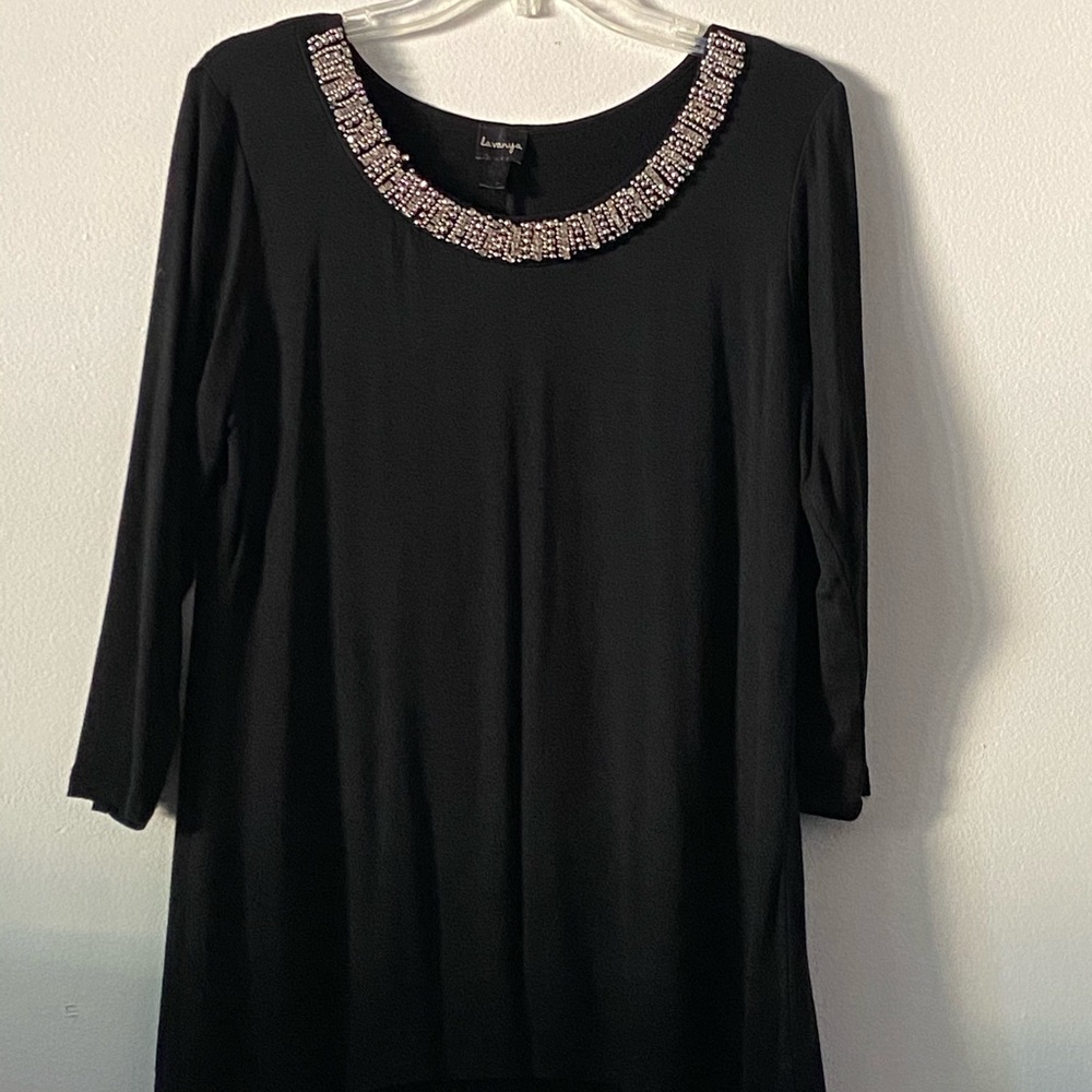 Black beaded neck long shirt
